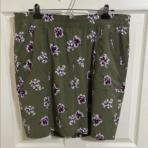 NWOT Duluth Trading Co Olive Floral Skirt
